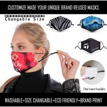 Hot Sale Custom Printed Polyester Face + Cotton Inside Maks Adjustable Earloop+Filter insert available