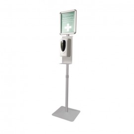 Silver Automatic Hand Sanitizer Dispenser with Poster Stand